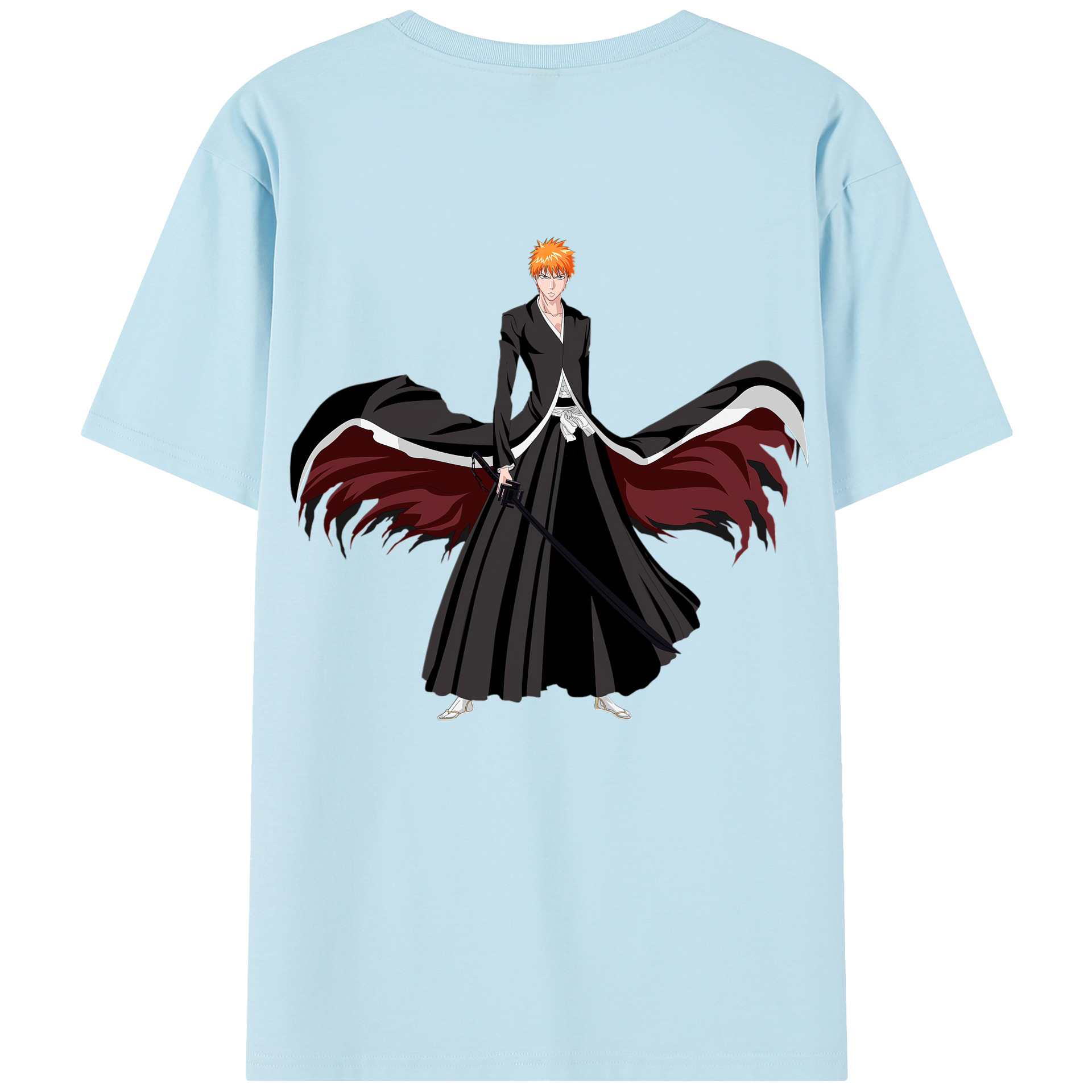 （画像用） ブリーチ 黒崎一護（くろさき いちご）BLEACH Kurosaki Ichigo 綿100％半袖Tシャツ（背面プリント）
